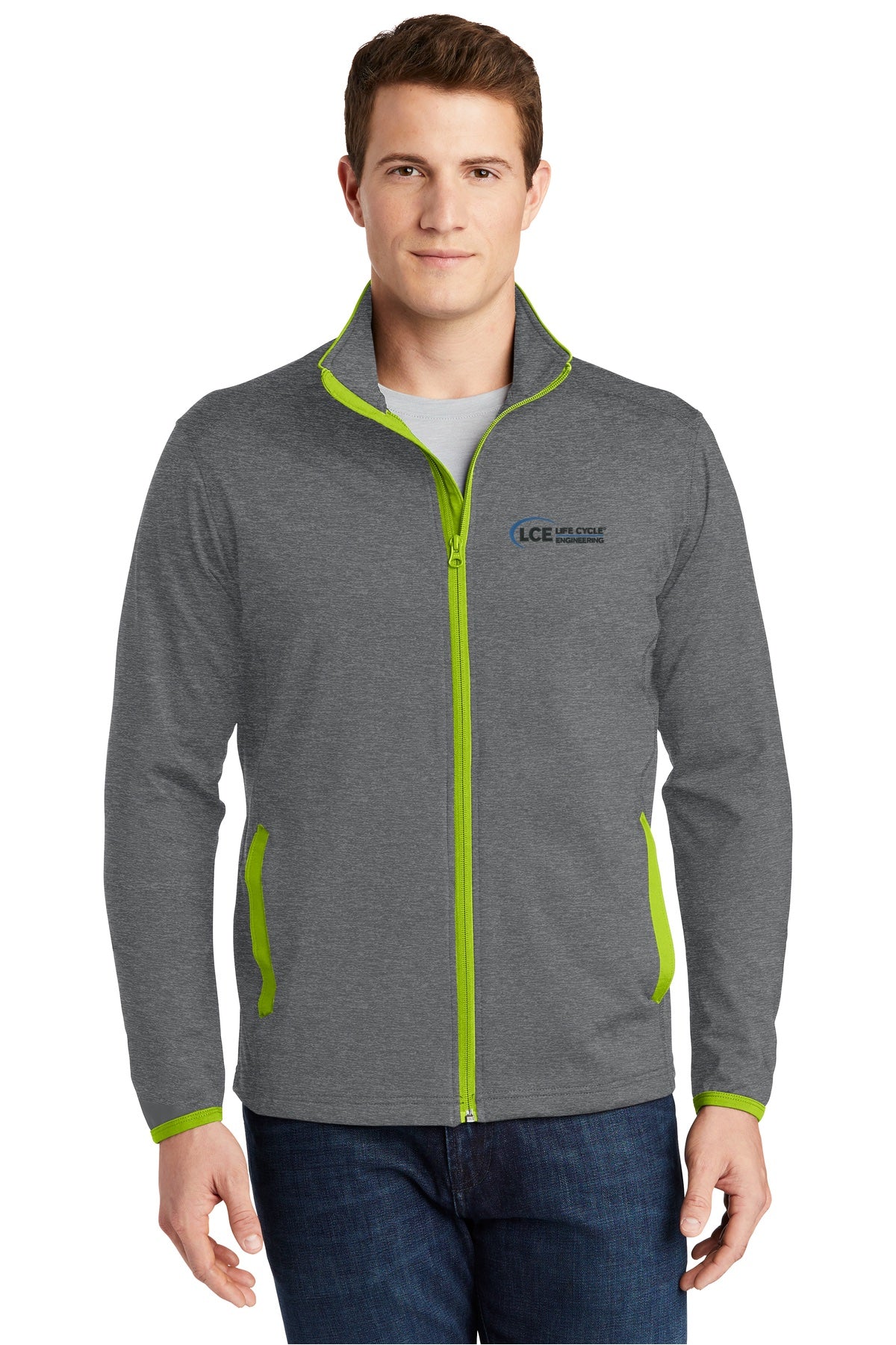 LCE ST853 Sport-Tek® Sport-Wick® Stretch Contrast Full-Zip Jacket