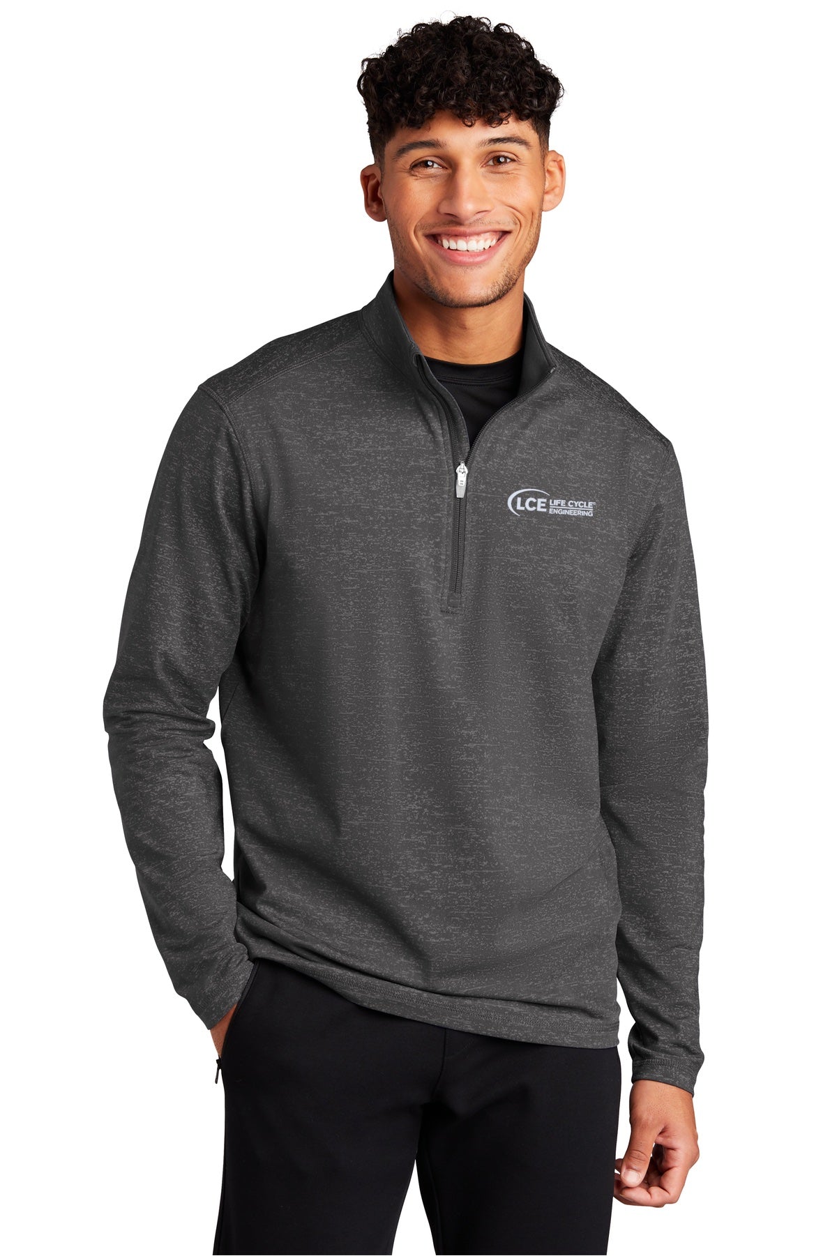 LCE ST855 Sport-Tek ® Sport-Wick ® Stretch Reflective Heather 1/2-Zip Pullover