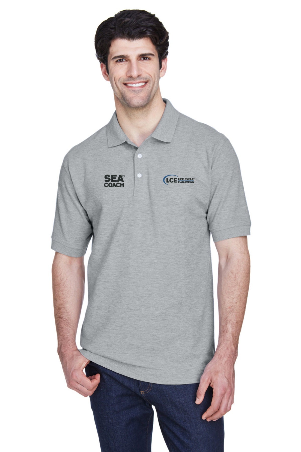 LCE **SEA COACH** D100 Devon & Jones Men's Pima Piqué Short-Sleeve Polo