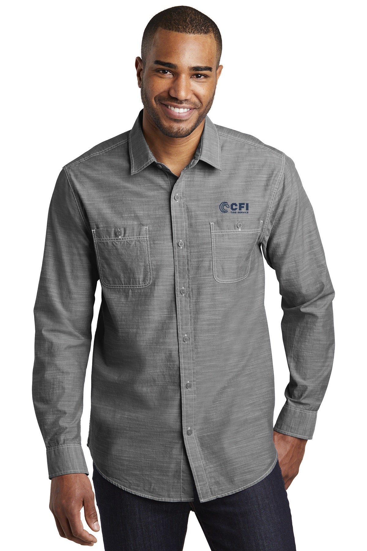 CFI Tire Service W380 Port Authority® Slub Chambray Shirt