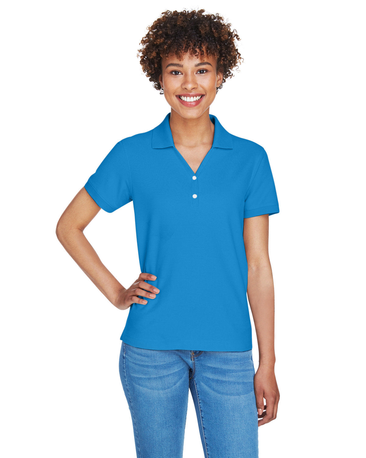 LCE D100w Devon & Jones Ladies' Pima Piqué Y-Collar Polo