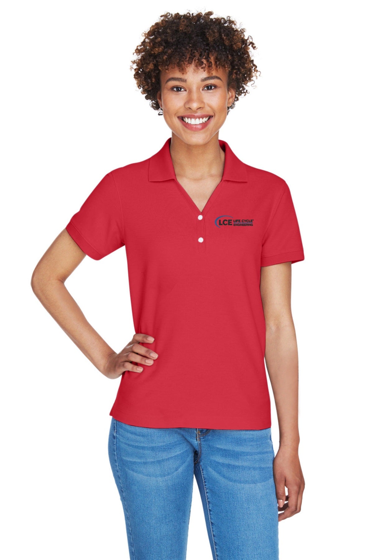 LCE D100w Devon & Jones Ladies' Pima Piqué Y-Collar Polo