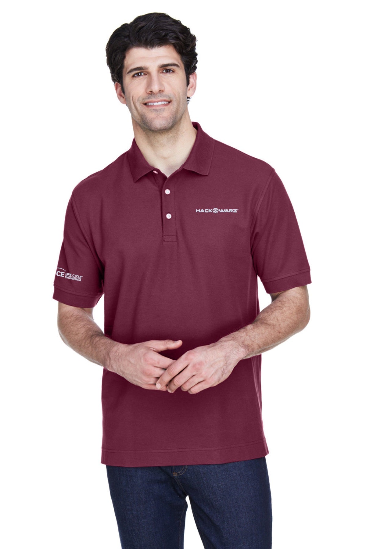 LCE **HACK WARZ** D100 Devon & Jones Men's Pima Piqué Short-Sleeve Polo